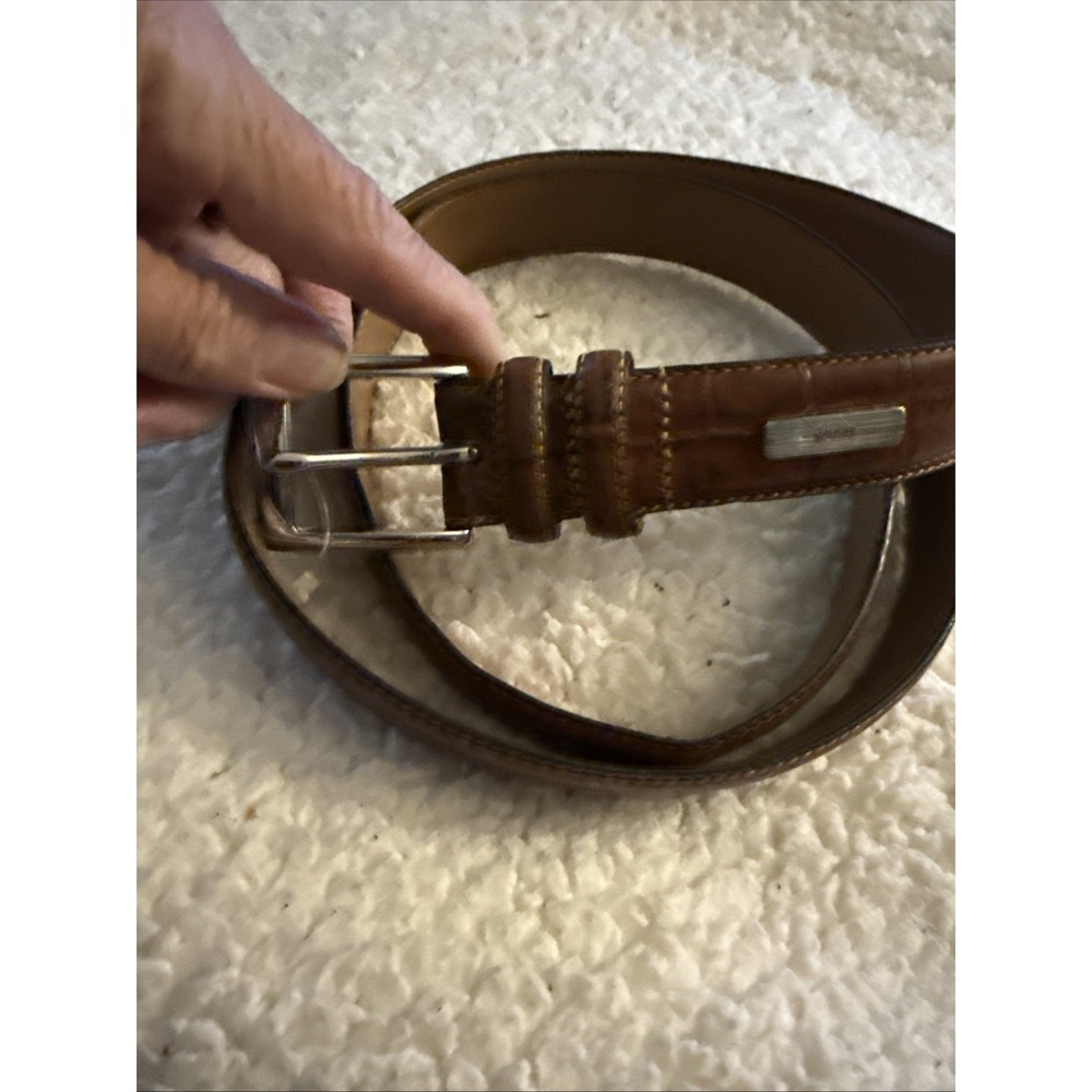 Polo Ralph Lauren Brown Alligator Crocodile  Leather Belt Size 40 Pre Owned